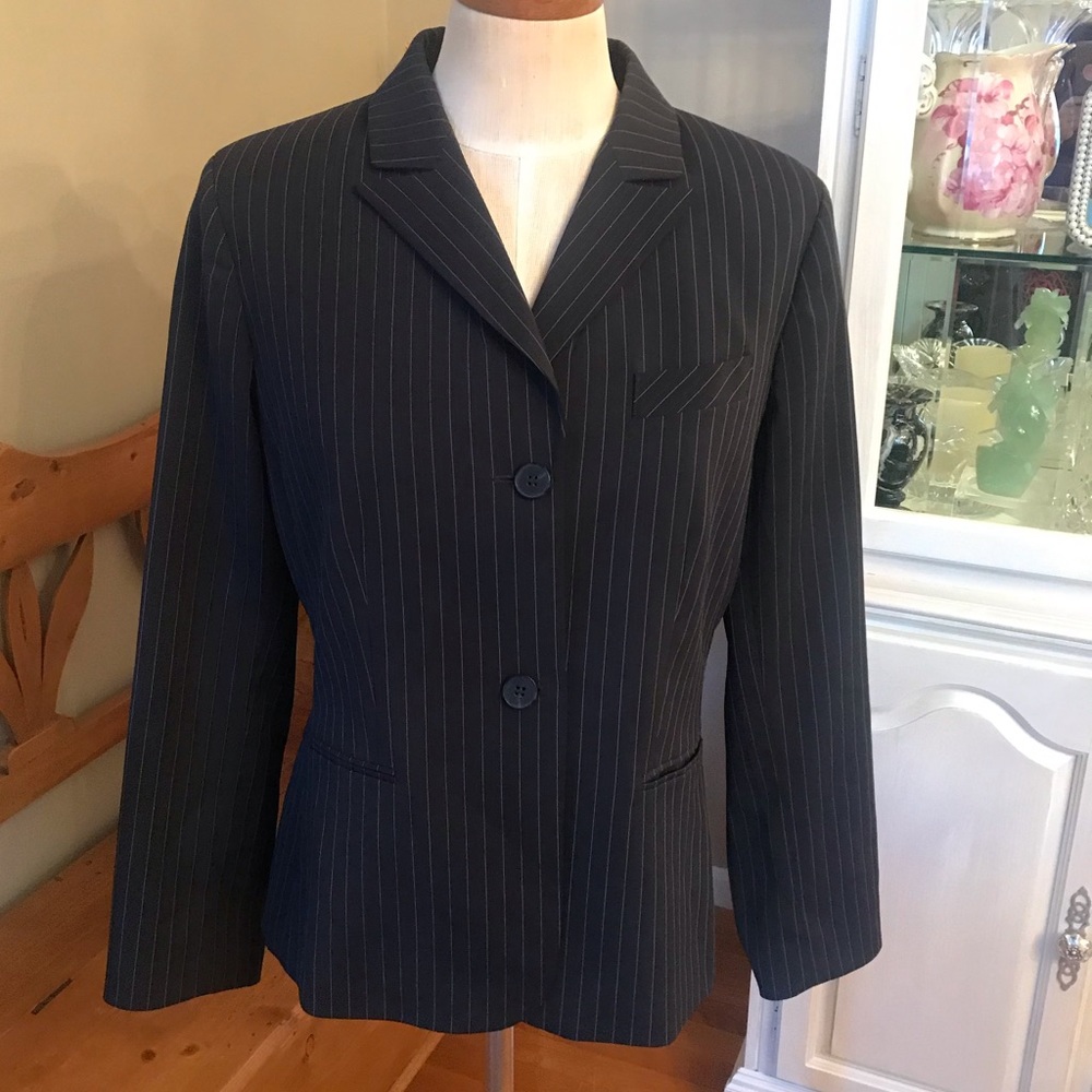 Ann Klein SUIT 10P thin pin stripe black/white